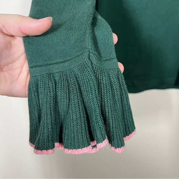 Boden Womens Lavinia Ruffle Trim Knit Sweater Size 12 Green Work Office - Picture 4 of 10